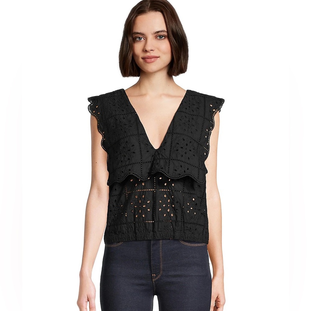 GANNI Embroidered Org Cotton Top